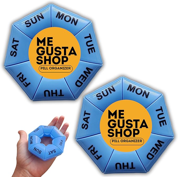 Pill Organizer Weekly 7 Day | Planner Pill Dispenser | Pills Vitamin Case | Container for Medicine Pills | Medicine Organizer | Pill Box Case | Pill Case Vitamin Planner | Pill Box 7 Day 2 Pack