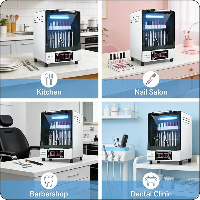 Nail Tool UV cleaning cabinet, Large capacity Stainless Steel cleaning, with Drying Function, Temperature and Timer Control, up to 60 Minutes, 110V Power Supply