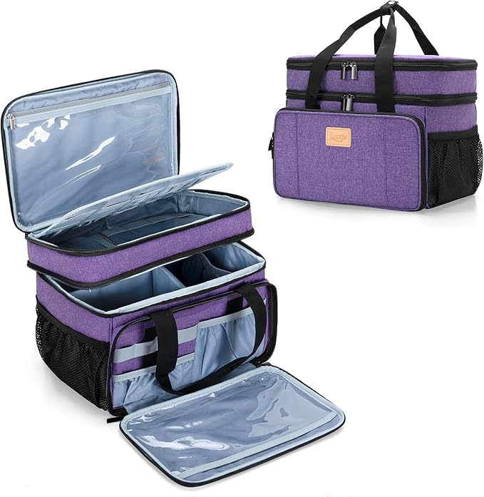 LUXJA 2 Layers Medicine Bag with Detachable Divider, Pill Bottle Organizer Suitable for Home or Travel Use, Purple