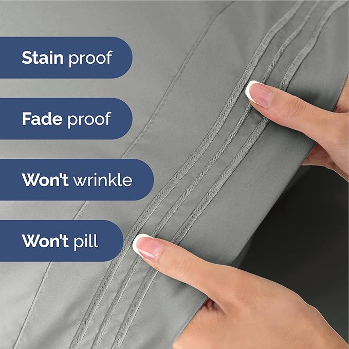 Twin Size 3 Piece Sheet Set - Extra Soft, Breathable & Cooling Sheets - Hotel Luxury Durable Bed Sheets for Women & Men - Deep Pockets, Easy-Fit & Wrinkle-Free Sheets - Slate Grey Oeko-Tex Bed Sheets