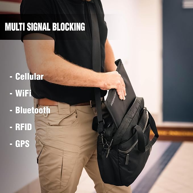 Faraday Defense Faraday Bag Jacket Pro for Tablets | Magnetic Closure, Shielding - Law Enforcement & Military, Travel & Data Security, Privacy, Anti-Tracking Anti-Hacking Black (Tablet)