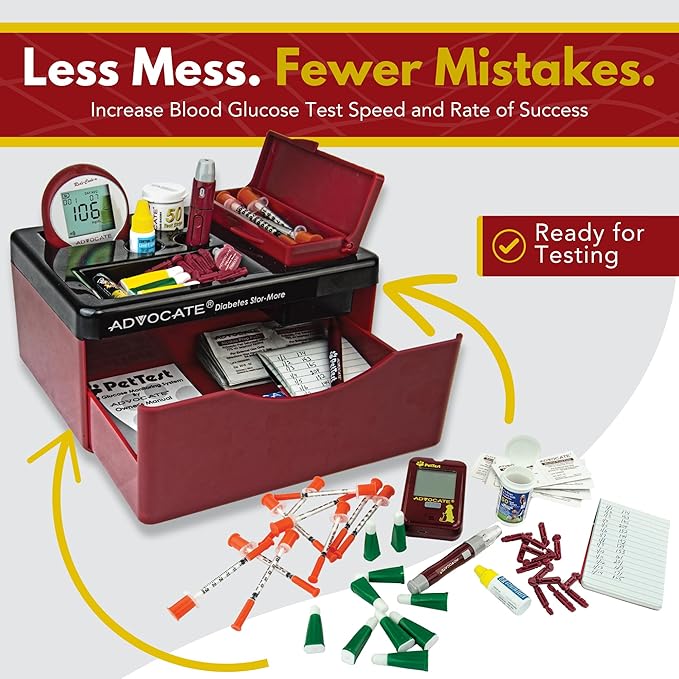 Advocate Diabetic Supplies and Pill Medication Storage and Organizer, Ideal for Blood Sugar Monitor and Glucose Meter Kits, Diabetes Testing, Test Strips, Insulin Syringes, Lancets, Pen Needles