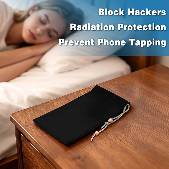 EMF Shield Sleeve for Cell Phone Reduce Signal Anti-EMP Pouch Against Radiation, EMF, 5G, RFID Blocking 4x8 Inch Black Phone Sleeve Bags
