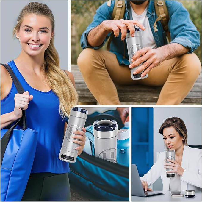 Hydrogen Water Bottle Generator, Up to 9000 PPB Hydrogen Bottle Water Ionizer with SPE/PEM Technology, 3-in-1 Portable Universal Adapter and Refreshing Mist Spray