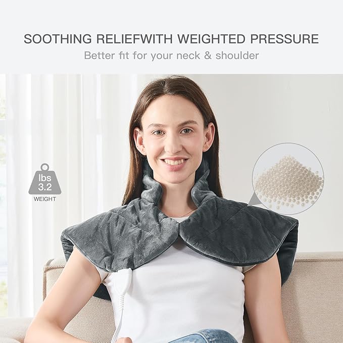 Neck Weighted Heating pad XL 19''x24'' fsa Eligible Items only List Heat pad for Period Cramps Heating Pads Large Heated pad for Back Pain Relief Products for Mom Dad