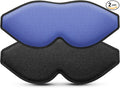 Sleep Mask (Black) + Eye Mask Sleeping (Blue) for Women Men Side Sleeper, Light Blocking 3D Contoured Cup Sleeping Mask, Soft Breathable Sleep Eye Mask with Adjustable Elastic Strap