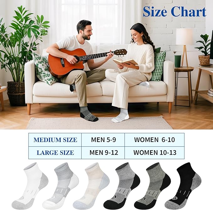 Diabetic Socks for Men,6 Pairs Ankle Mens Diabetic Socks,Diabetic Neuropathy Socks for Men Size 9-11/10-13/13-15.