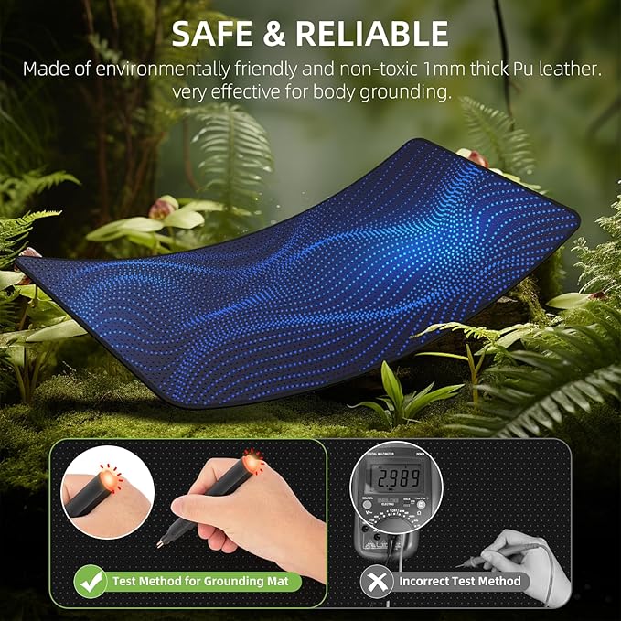 Grounding Mat for Bed, Grounding Pad for Sleeping, Improves Sleep, with Static grounding Cord and Test Pen (Black, (60.1 * 26.5 inch))