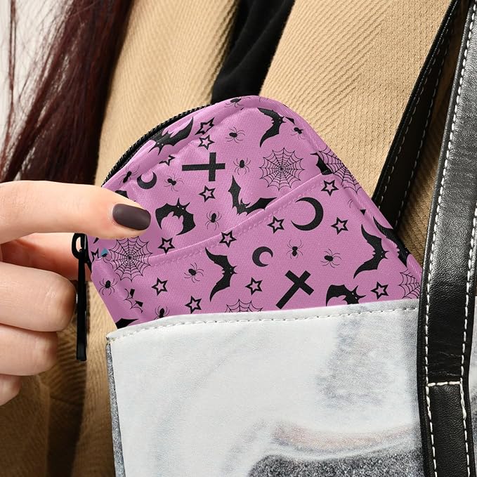 Halloween Bats Crosses Stars Gothic Pill Box 7 Day Pill Case Travel Pill Organizer Bag Container for Medicine with Zipper Portable Weekly Case Compact Size for Medicine, Vitamin, Supplement