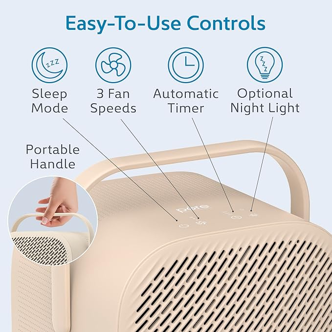 Pure Enrichment PureZone DUO Tabletop Air Purifier – True HEPA, Dual Direction Airflow, 3-Stage Filtration Captures Dust, Smoke, Odors - Large Rooms up to 615 sq. ft. (Sweet Oat)