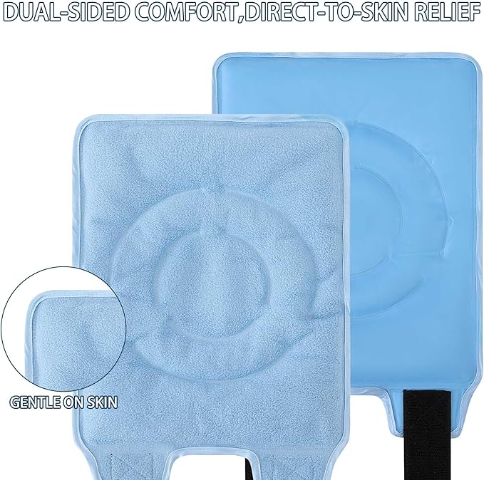 Knee Brace for Women Men Ice Packs for Injuries Reusable Wrap Gel Bags Back Cold Feet Elbow Replacement Recovery Aids Large Foot Sleeve Surgery After Fluid Relief Leg Velcro Around Shin Blue
