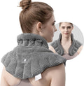 Microwave Heating Pad for Neck, Shoulders Back Pain Relief | Large Moist Weighted Cordless Heat Pad | Heated Neck Wrap for Targeting Stress, Tension Relief and Relaxation Grey