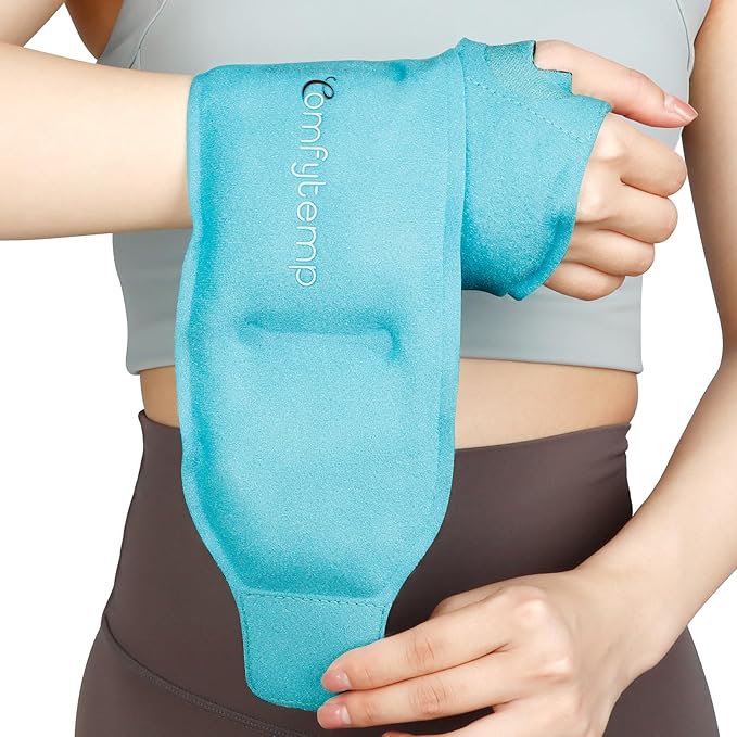 Comfytemp Wrist Ice Pack Wrap for Carpal Tunnel Relief, Wrist Brace for Hand Pain, Gel Ice Packs for Injuries Reusable, Hot Cold Compression for Tendonitis, Tenosynovitis