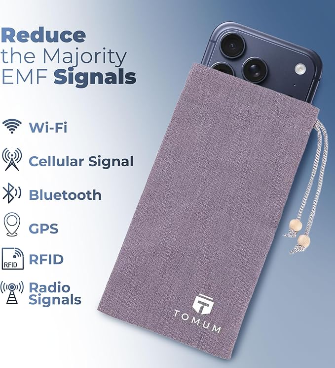 TOMUM (2 Pack) EMF Shield Sleeve for Cell Phone - EMF Protection Smartphone Pouch - Anti EMP Bag - Signal Reducing Case for Radiation EMP 5G RFID (Gray)