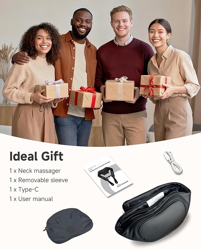 Snailax Cordless Neck Shoulder Massager with Graphene Heating, Deep Tissue 4D Shiatsu Neck Massager for Pain Relief, Rechargeable Back Massager with Upgraded Massage Heads for Deeper Muscle Relaxation