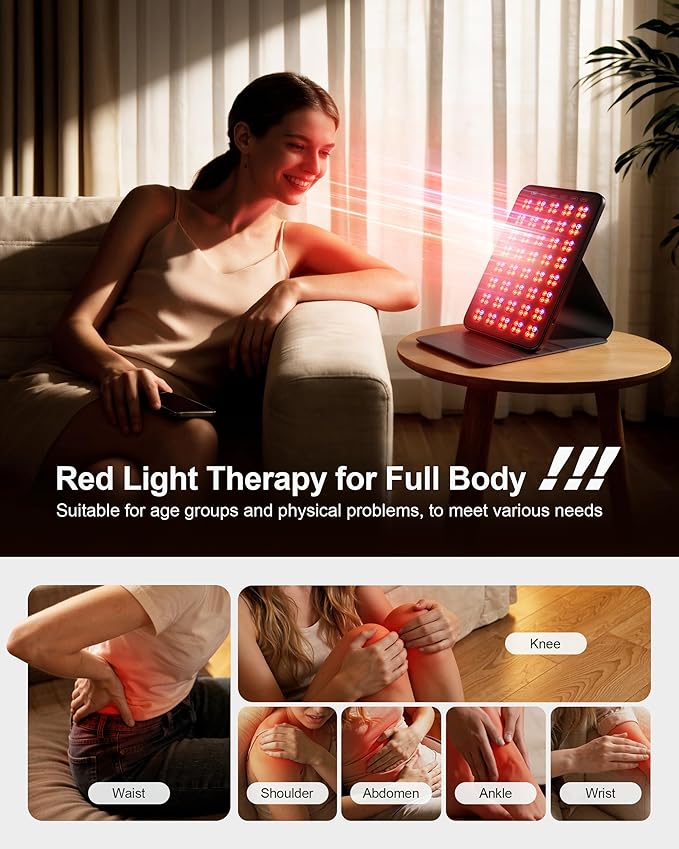 Red Light Therapy for Face 6 Modes, Portable Red Light Therapy Panel with Protective Goggles and Timer, Infrared Red Light Therapy for Body Care, Brown