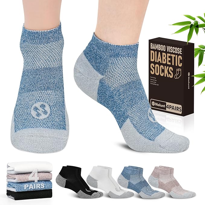 Diabetic Socks for Men,4 & 6 Pairs Low Cut Bamboo Viscose Wide Mens Diabetic Socks Size 9-11 10-13