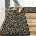 Anti Fatigue Kitchen Rugs Set of 2, Farmhouse Kitchen Mats for Floor, Rustic Kitchen Decor, Anti-Slip and Anti-Fatigue Foam Standing Mat,17x30 inch Sink Mat+17x48 inch Runner Rug Black