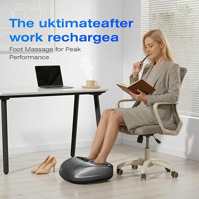 Shiatsu Foot Massager with Heat - Electric Massage for Plantar Fasciitis, Neuropathy Pain Relief & Circulation, Deep Tissue Kneading for Heel, Arch, Ankle - Gift for Men & Women, Seniors, Parents