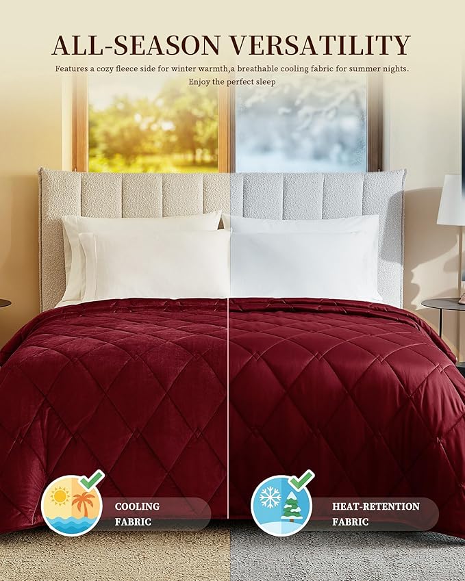 L'AGRATY King Size Weighted Blanket for Adults 30lbs, 88"x104" — Cooling Breathable Heavy Blanket with Glass Beads for Sleeping Perfect for Hot Sleepers & Couples Machine Washable All-Season Wine Red