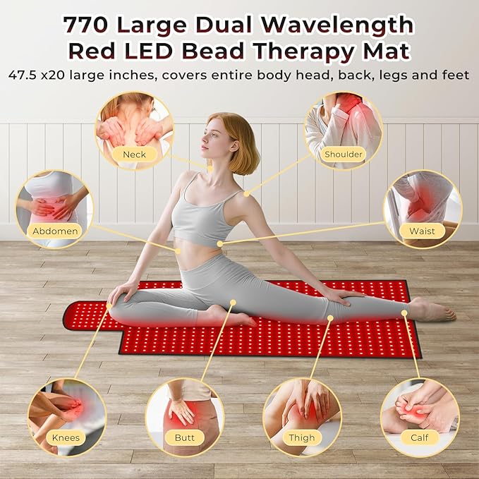 LITDUCK Body Red Light Therapy Mat, Eligible Red Light Therapy Blanket, 2in1 LEDs(660nm& 850nm), Premium Leather, Adjustable Timer & Intensity 36.3"*15.8"