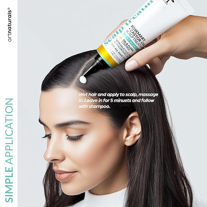 Artnaturals Rosemary + Castor Oil Scalp Treatment- Gentle Formula for Sensitive Scalps, Reduces Flakiness & Supports Hair Restoration