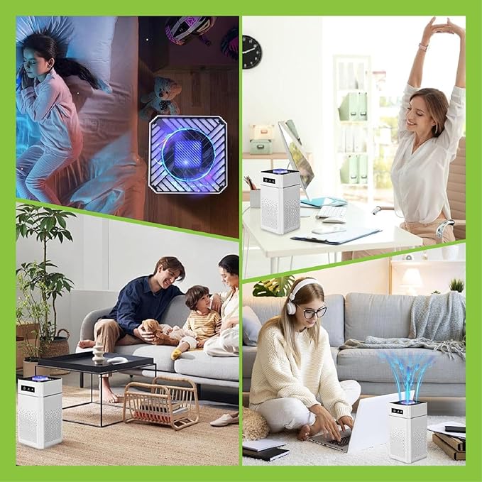 Air Purifier for Bedroom, Office & Home – Portable Air Cleaner with Multi-Layer Filter, Quiet Operation, USB Powered, Night Light, Compact Design