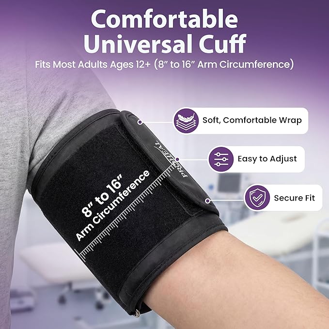 Blood Pressure Monitor for Home Use with Large Upper Arm Cuff - Automatic Talking Pulse and BP Machine with 240 Memory Recalls for 3 Users - Carrying Bag and Batteries Included, Backlit Digital LCD