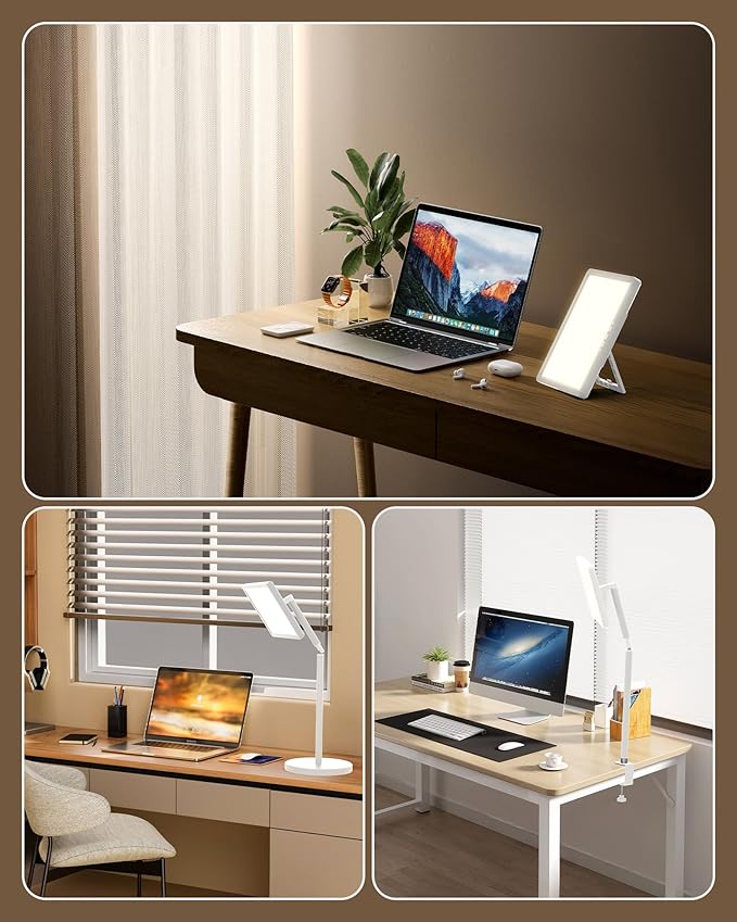 Sunlight Lamp, 12000 Lux Full Spectum Sun Lamp Natural Light Lamp for Home/Office/Morning Routine, 4 in 1 Mount, 5 Mode Adjustable 10 Brightess Levels, 5 Color Modes,Timer, Memory