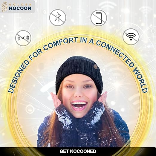 .E-M-F Beanie - Organic Cotton with EcoShield™ Bamboo Lyocell Fara-Day Silver Liner - Hat Cap Ideal for Everyday 5 G, B T, Smart Meter & Wi Fi environments - Black