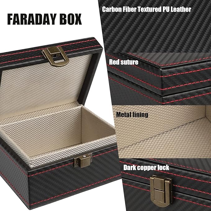 Diyife Faraday Box, RFID Box for Car Keys, Faraday Key Fob Protector Cage, Anti-Theft Key Fob Car Key Signal Blocking Shielding Box Gifts For Men, 4.6" x3.6" x2.5"