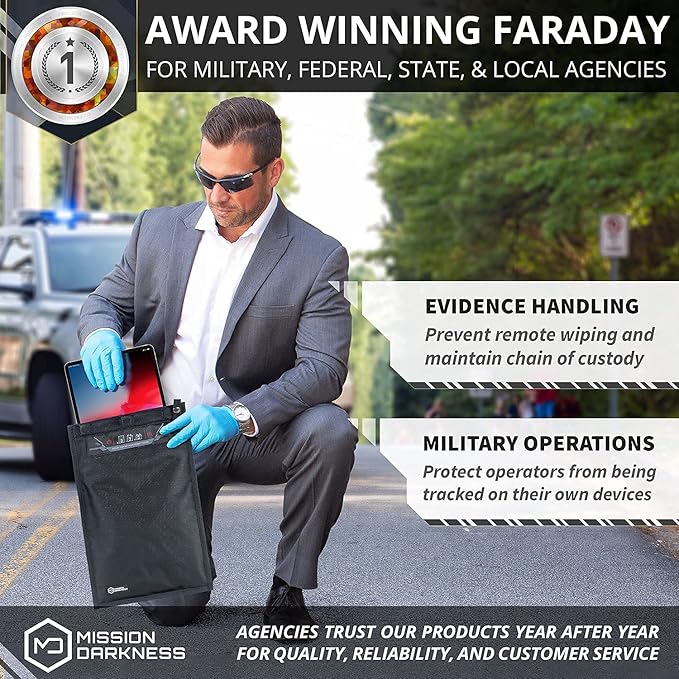 Mission Darkness NeoLok Non-Window Faraday Bag for Tablets (+ Secure Magnetic Closure) // Device Shielding for Law Enforcement & Military, Data Security, Anti-Hacking & Anti-Tracking Assurance