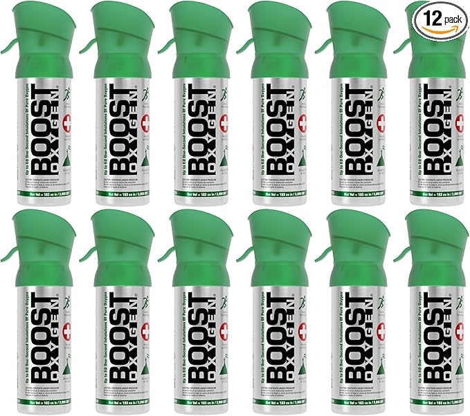 Boost Oxygen Pocket Size Natural 3 Liter Canister | Respiratory Support for Aerobic Recovery, Altitude, Performance and Health (12 Pack)