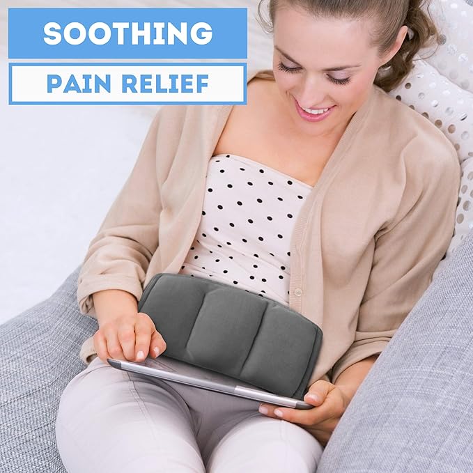 Weighted Microwavable Heating Pad - FSA HSA Approved, Soft Plush Cover Filled w/Natural Unscented Flaxseed for Moist Heat or Cooling (Small, Grey)