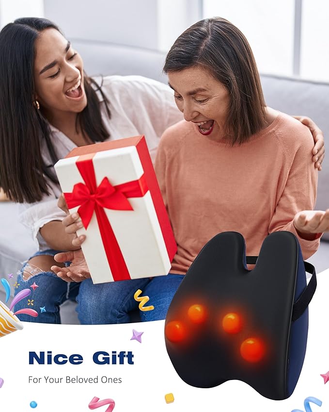 Shiatsu Neck and Back Massager with Heat, Neck and Shoulder Massagers, Deep Tissue Kneading Massage Pillow for Lower Back, Shoulder, Leg Muscle Pain Relief, Relax Christmas Gift for Woman Man Dad Mom