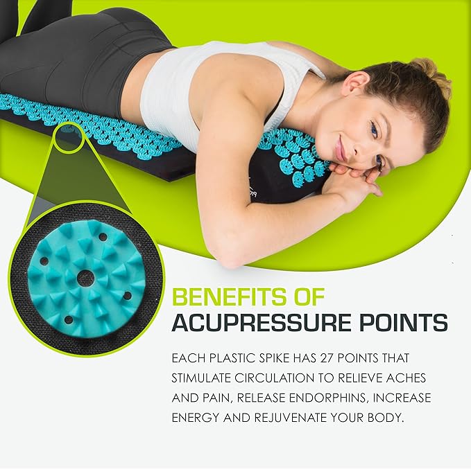ProsourceFit Acupressure Mat and Pillow Set for Back/Neck Pain Relief and Muscle Relaxation