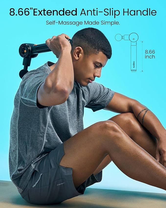 NAPRE Massage Gun with Heat and Cold,Massage Gun Deep Tissue with Extension Handle & 3 Adjustable Angles,Handheld Percussion Back Massager for Muscle/Neck/Body Pain Relief with Case, Black