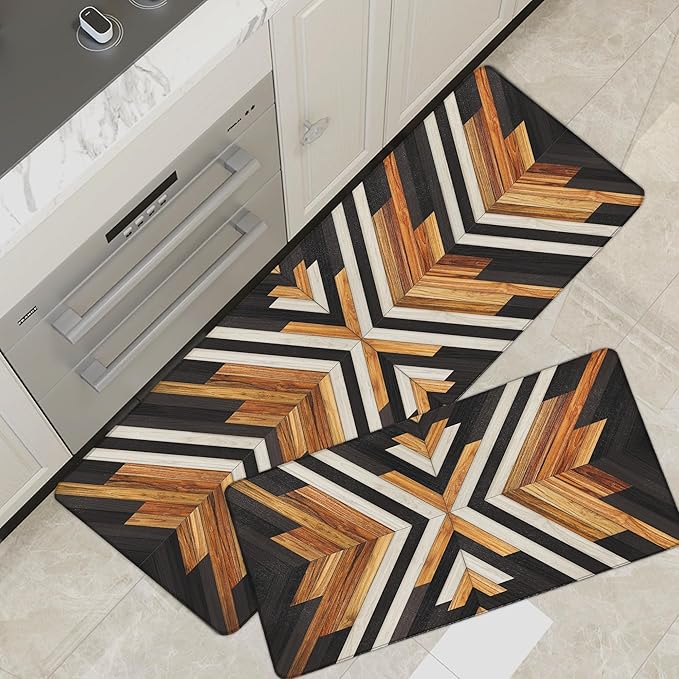 Western Aztec Kitchen Rugs Sets of 2 Anti Fatigue Cushioned Boho Kitchen Mats for Floor Rustic Kitchen Rugs Farmhouse Style Non Slip Waterproof Comfort Standing Mat for Sink Laundry