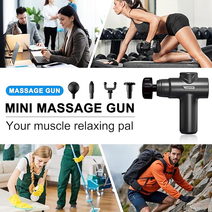 Massage Gun with Heat, Deep Tissue Neck Massager Gun Back Massager for Pain Relief with 5 Heads & 6 Speeds Portable - Birthday Gifts for Men Women