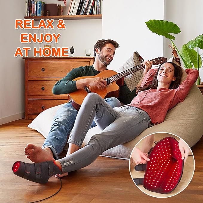 JOBYNA 1 Pack 660nm Red Light & 850nm Infrared Light Shoe — Flickering Pulse Mode, Red Light Boots for Toes & Foot & Ankle Wrap, One Size Fits All