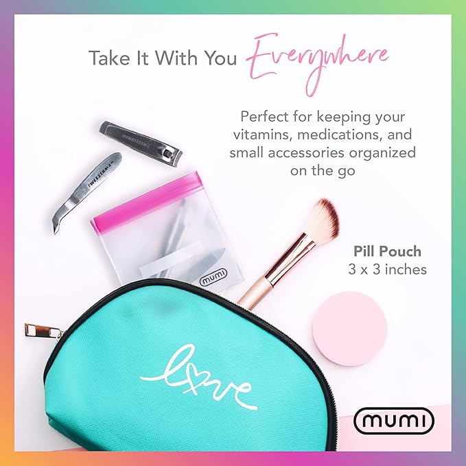 MUMI Mini Zipper Pouch Set – 7 Reusable 3x3” Clear Mesh Zipper Bags with Writable Labels | Small Leak-Proof Small Pouches for Travel, Pill Bag Storage, Purse Organizer, Makeup, Medicine & Crafts