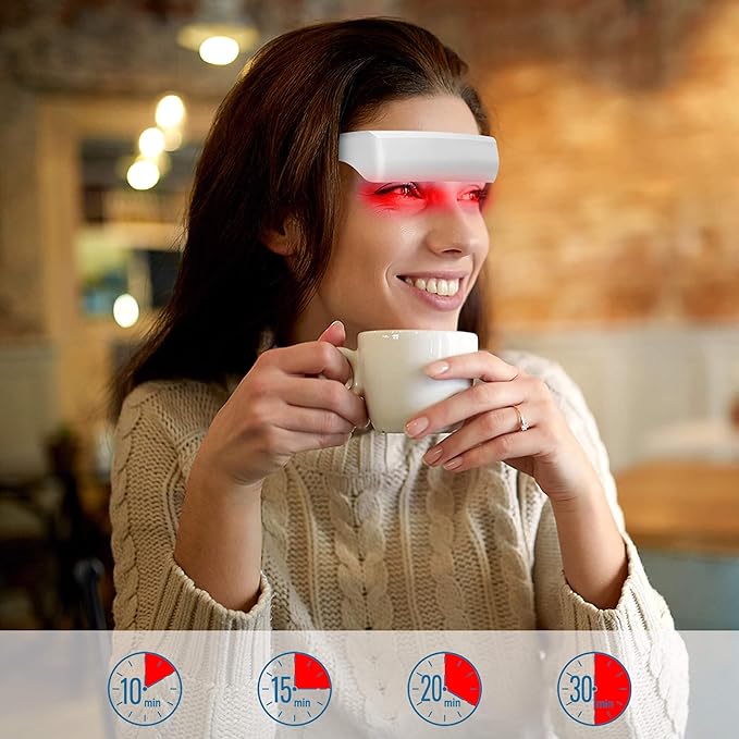 Red Light Therapy Glasses 670nm – UV-Free Wearable Light for Eye Comfort, Visual Wellness & Relaxation – Rechargeable, Adjustable Timers, Gentle Non-Invasive Red LED Glasses