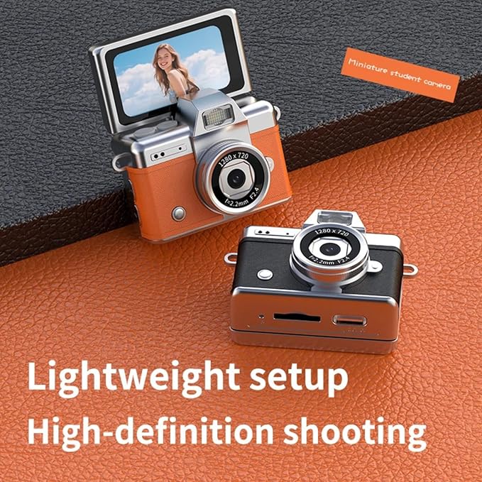 Mini Digital Camera Keychain Retro Mini Digital Video Camera Small 1080P FHD Recording with 0.96" IPS Screen with 6 Retro Filters AVI Format-Ideal for Phone Transfer (64GB, White)
