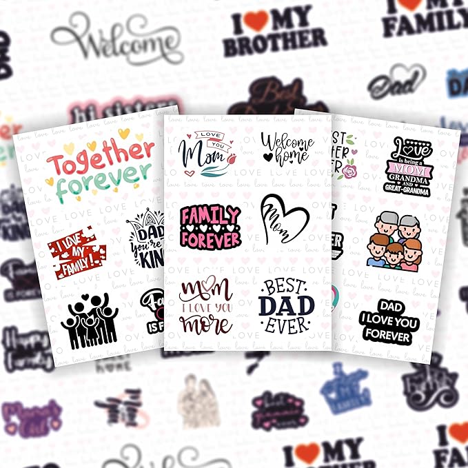 BulbaCraft Family Stickers for Water Bottle and Laptop - Family Party Supplies & Decorations, Waterproof Vinyl Decals, Home and Love Stickers, Gifts for Women & Men