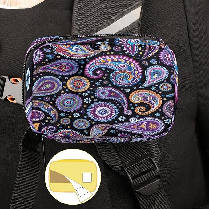 Abstract Trippy Paisley Travel Pill Organizer Box Weekly Portable Pill Case Daily Pills 7 Day Small Birth Control Pills Container Removable Compartments for Medicine Vitamins Fish Oil