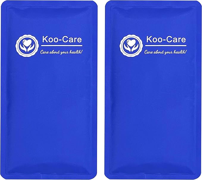 Koo-Care 2 Gel Ice Pack for Injuries Reusable Hot Cold Pack Wrap with Elastic Strap - 11" x 5.9" - Flexible Cold Compress for Head Shoulder Arm Elbow Wrist Back Knee Ankle - Pain Relief for Migraine