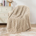 Mr. Sandman Weighted Blankets for Adults Queen Size 20lbs, Warm Sherpa Fleece Throw Blanket for Sleep and Calm, Soft Cozy Heavy Bed Blanket with Jacquard Flannel, 60 x 80 Inches, Khaki