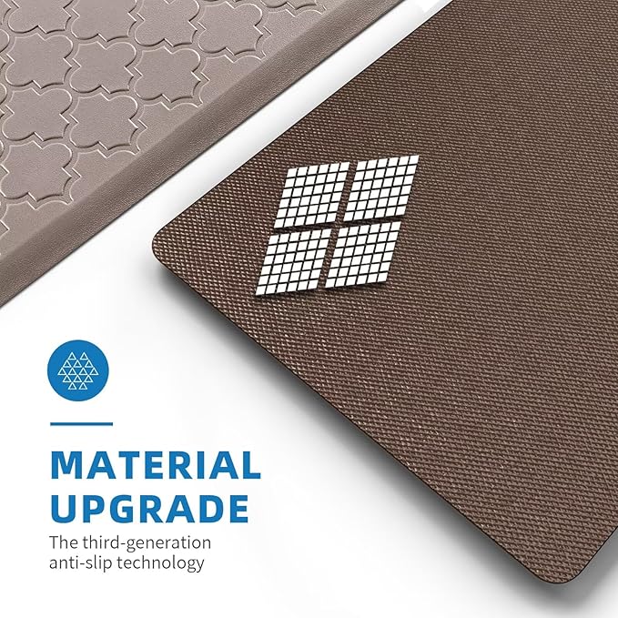Kitchen Mats for Floor 2 Piece - Anti Fatigue Mats for Kitchen Floor - Non Slip Cushioned Rugs for Standing, Office,Sink, Laundry, Khaki