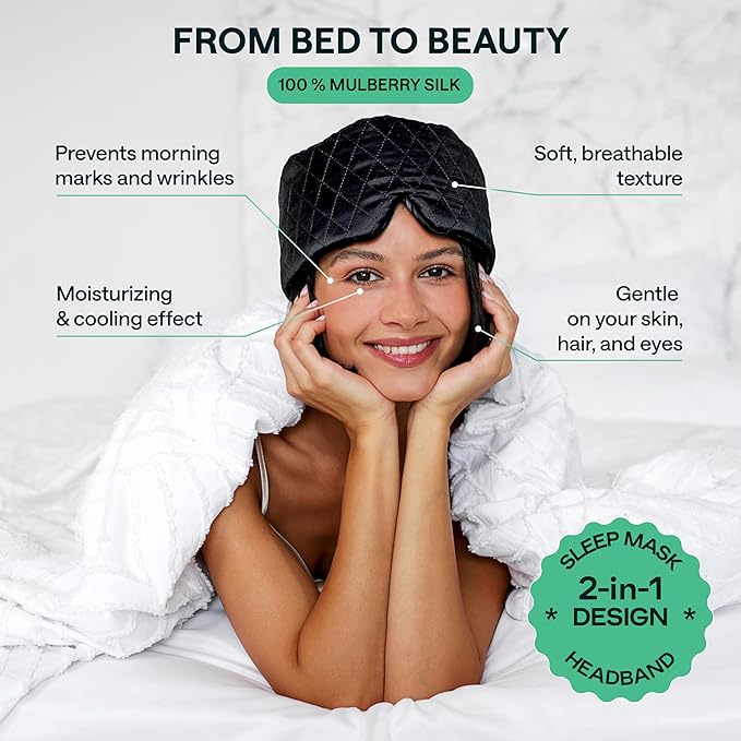 100% Mulberry Silk Sleep Mask – Total Blackout Eye Mask for Sleeping, Adjustable No-Snag Velcro Strap, Lightweight & Gentle on Skin & Hair, Travel-Ready – Designed in France