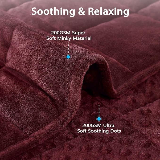 L'AGRATY Weighted Blanket - 36"x48" 3lbs Minky Dots Heavy Blanket with Glass Beads Soft Breathable for All-Season Summer Fall Winter Thick Comfort for Sleeping